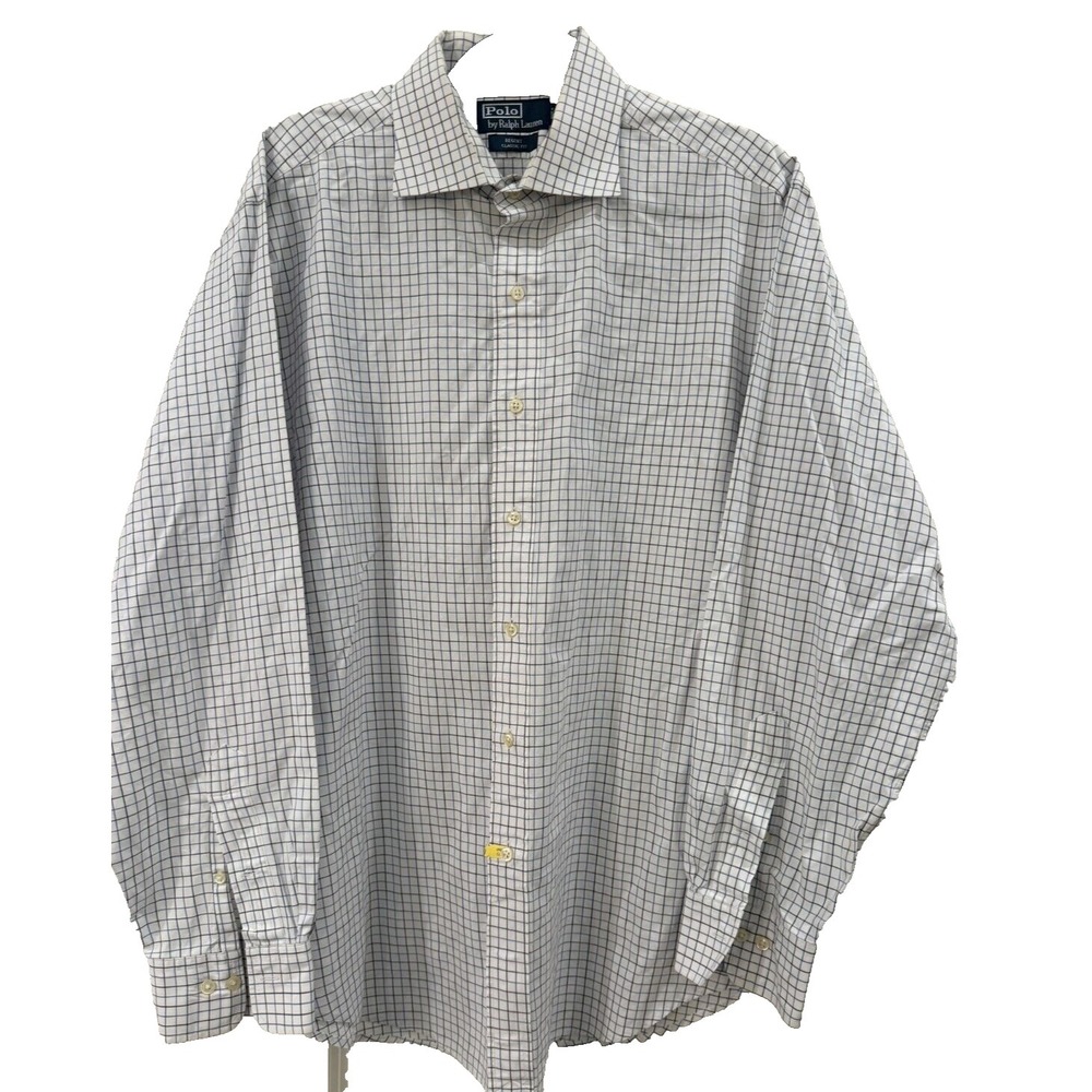 Polo Ralph Lauren Dress Shirt Mens 17 34/35 Button Check Regent Classic Fit